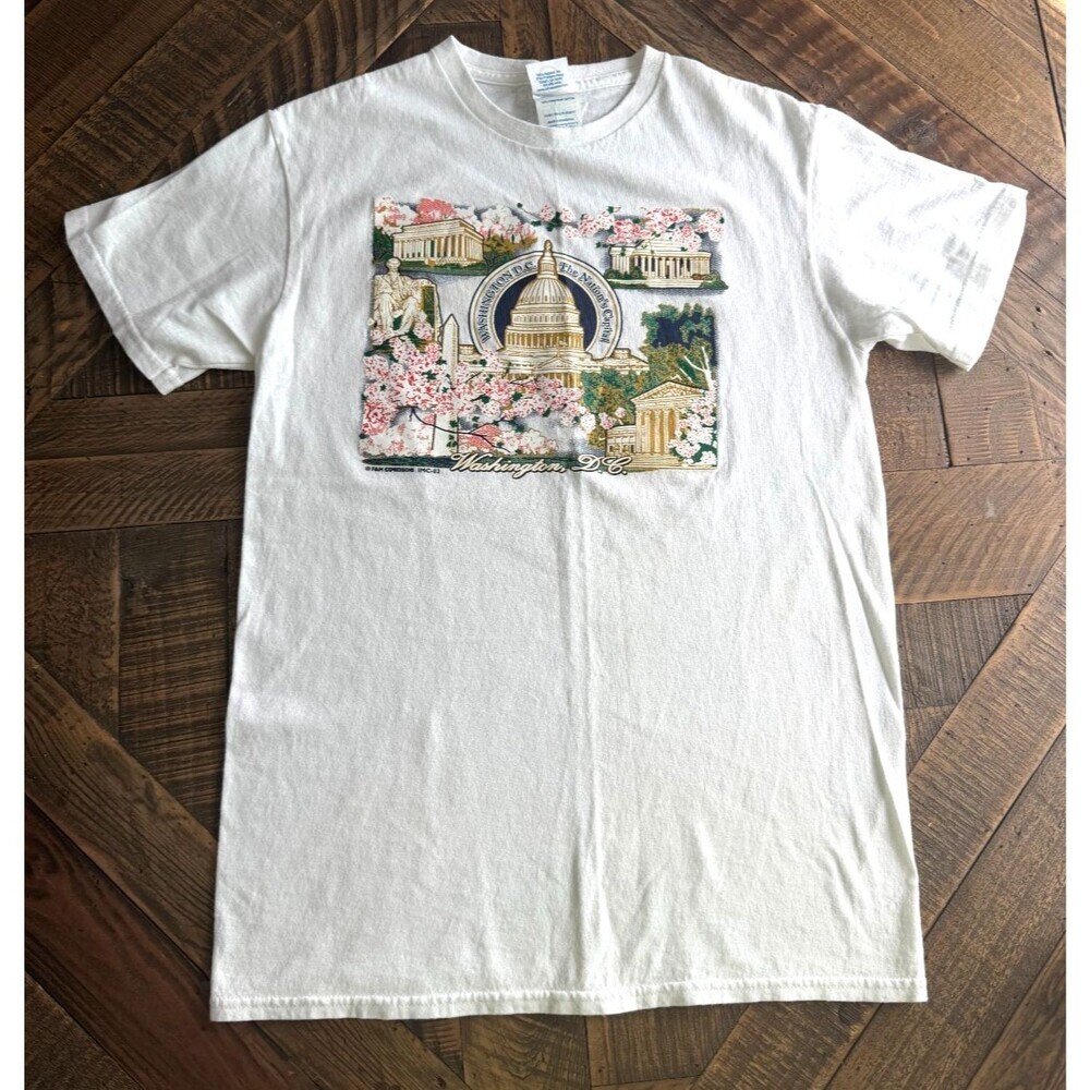 Y2K Delta Pro Weight Tag Washington DC Graphic Tshirt White Nation's Capitol